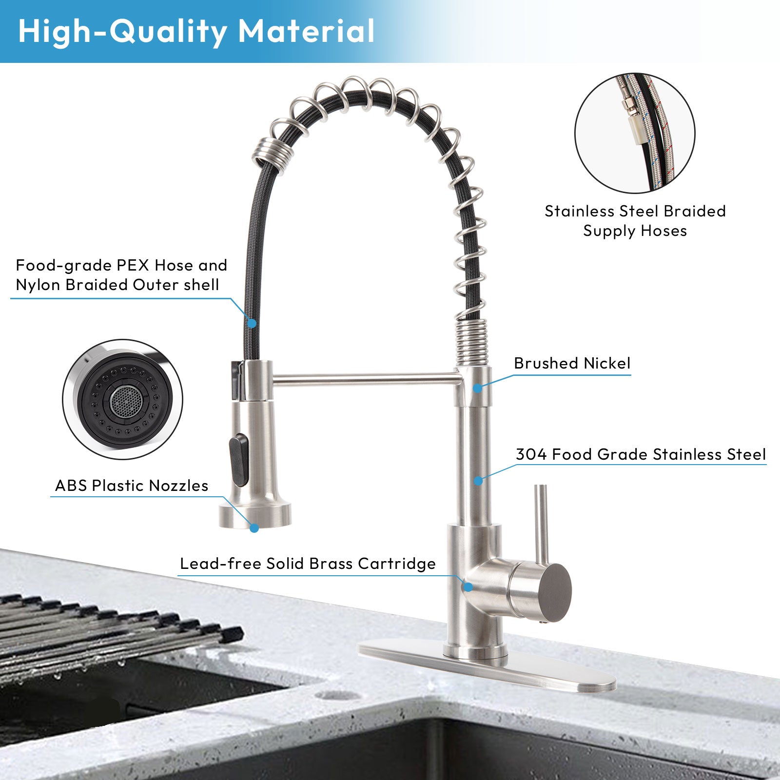 Besdor Kitchen Faucet With Pull Down Sprayer Spring Faucet